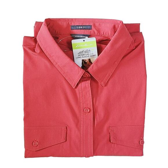 New! Eddie Bauer Moisture Wicking UPF 50+ Top Long Sleeve Button-Up Shirt - Picture 3 of 4